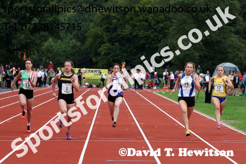 Womens and Girls 100 metres at the Northern Inter-Counties under-17s and 15s at Witton Park, Blackburn. Photo: David T. Hewitson/Sports for All Pics